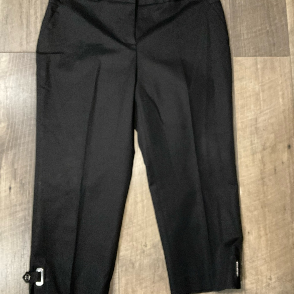 Rafaella Black Cropped Dress Pants with Ankle Buckles